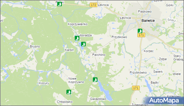 mapa Parchlino, Parchlino na mapie Targeo