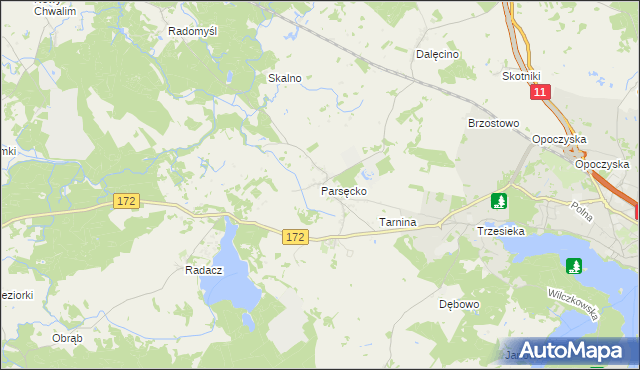 mapa Parsęcko, Parsęcko na mapie Targeo
