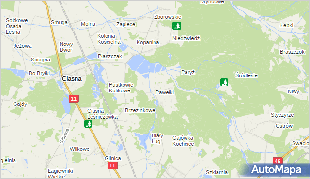 mapa Pawełki gmina Kochanowice, Pawełki gmina Kochanowice na mapie Targeo