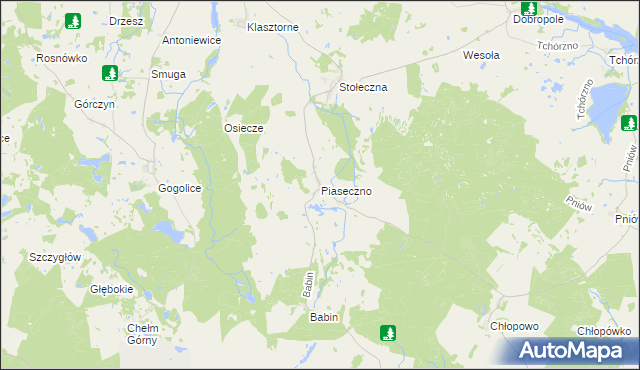 mapa Piaseczno gmina Trzcińsko-Zdrój, Piaseczno gmina Trzcińsko-Zdrój na mapie Targeo