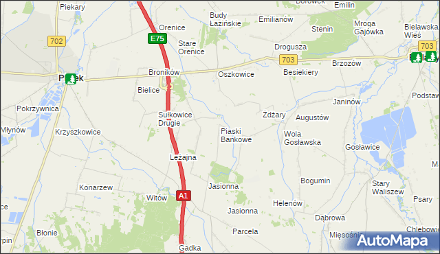 mapa Piaski Bankowe, Piaski Bankowe na mapie Targeo