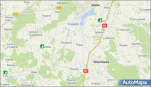 mapa Piaski gmina Strachówka, Piaski gmina Strachówka na mapie Targeo