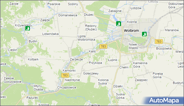 mapa Piaski gmina Wolbrom, Piaski gmina Wolbrom na mapie Targeo
