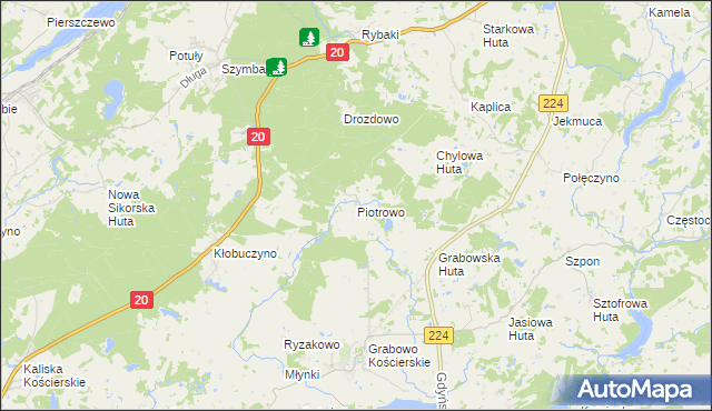 mapa Piotrowo gmina Somonino, Piotrowo gmina Somonino na mapie Targeo