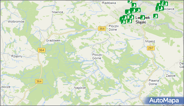 mapa Płóczki Górne, Płóczki Górne na mapie Targeo