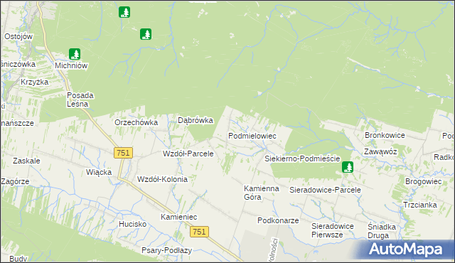 mapa Podmielowiec, Podmielowiec na mapie Targeo