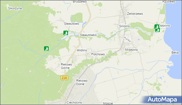 mapa Połchowo gmina Puck, Połchowo gmina Puck na mapie Targeo