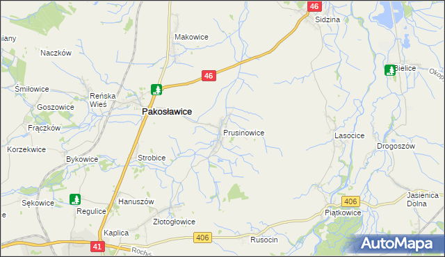 mapa Prusinowice gmina Pakosławice, Prusinowice gmina Pakosławice na mapie Targeo