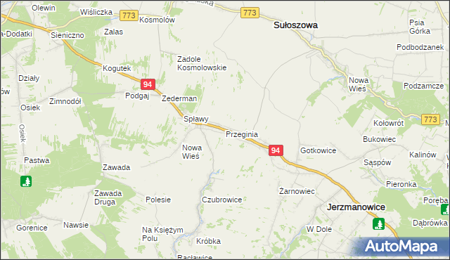 mapa Przeginia, Przeginia na mapie Targeo
