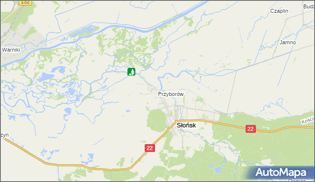 mapa Przyborów gmina Słońsk, Przyborów gmina Słońsk na mapie Targeo