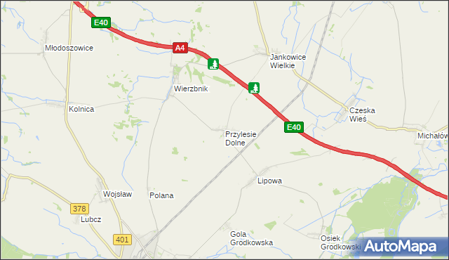 mapa Przylesie Dolne, Przylesie Dolne na mapie Targeo