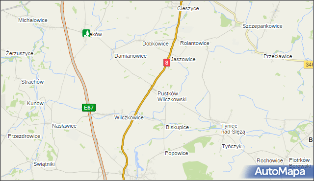 mapa Pustków Wilczkowski, Pustków Wilczkowski na mapie Targeo