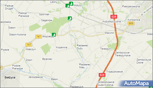 mapa Radawiec Duży, Radawiec Duży na mapie Targeo