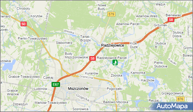 mapa Radziejowice-Parcel, Radziejowice-Parcel na mapie Targeo