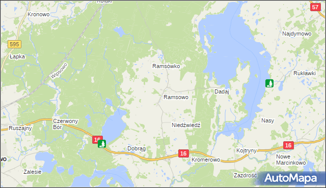 mapa Ramsowo, Ramsowo na mapie Targeo