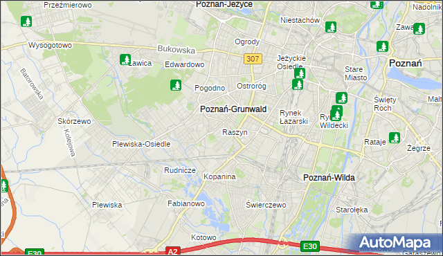 mapa Raszyn gmina Poznań, Raszyn gmina Poznań na mapie Targeo