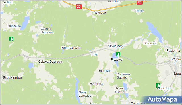 mapa Róg gmina Studzienice, Róg gmina Studzienice na mapie Targeo