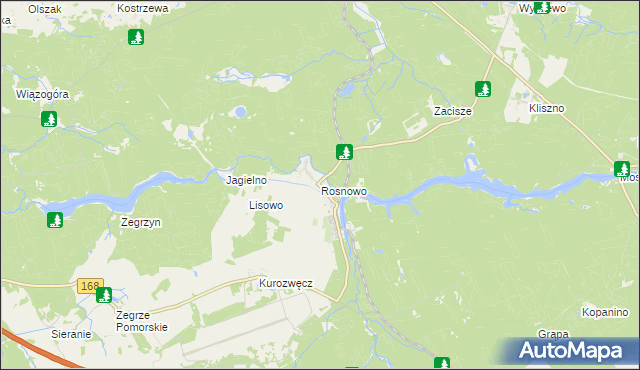mapa Rosnowo gmina Manowo, Rosnowo gmina Manowo na mapie Targeo