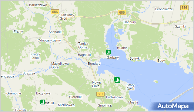 mapa Rybaki gmina Michałowo, Rybaki gmina Michałowo na mapie Targeo