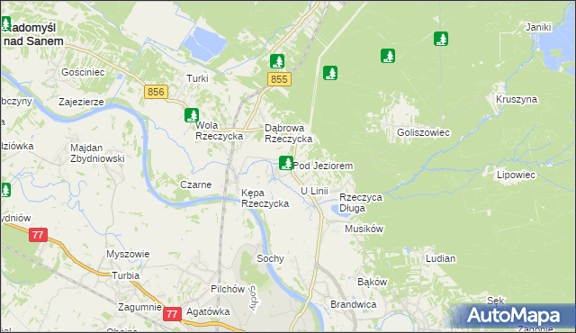 mapa Rzeczyca Okrągła, Rzeczyca Okrągła na mapie Targeo