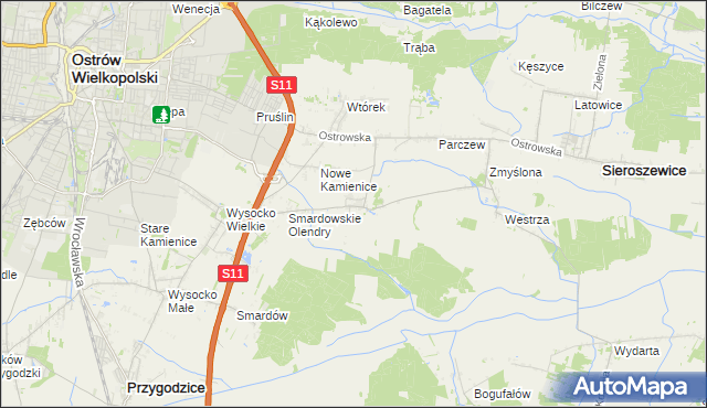 mapa Sadowie gmina Ostrów Wielkopolski, Sadowie gmina Ostrów Wielkopolski na mapie Targeo