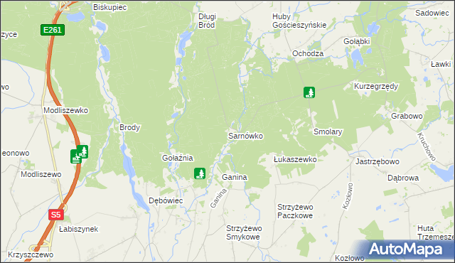 mapa Sarnówko gmina Rogowo, Sarnówko gmina Rogowo na mapie Targeo