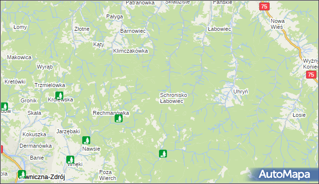 mapa Schronisko Łabowiec, Schronisko Łabowiec na mapie Targeo