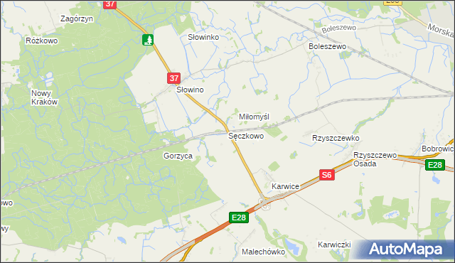 mapa Sęczkowo gmina Malechowo, Sęczkowo gmina Malechowo na mapie Targeo