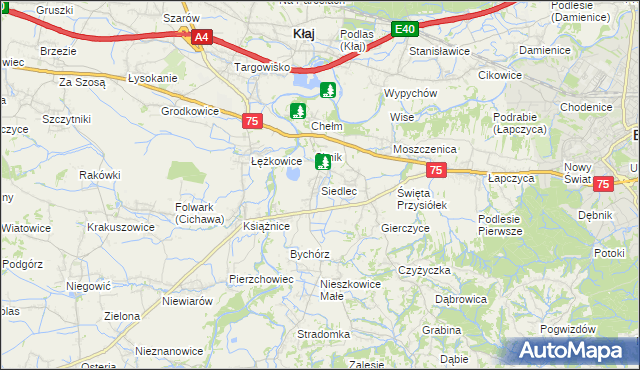 mapa Siedlec gmina Bochnia, Siedlec gmina Bochnia na mapie Targeo