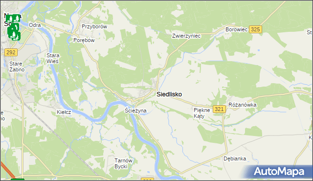 mapa Siedlisko powiat nowosolski, Siedlisko powiat nowosolski na mapie Targeo