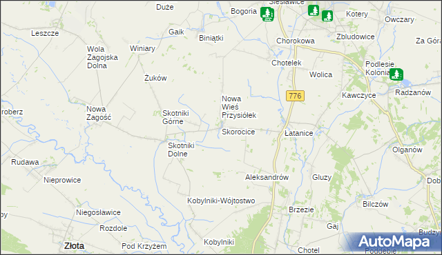 mapa Skorocice, Skorocice na mapie Targeo