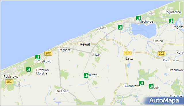 mapa Śliwin, Śliwin na mapie Targeo