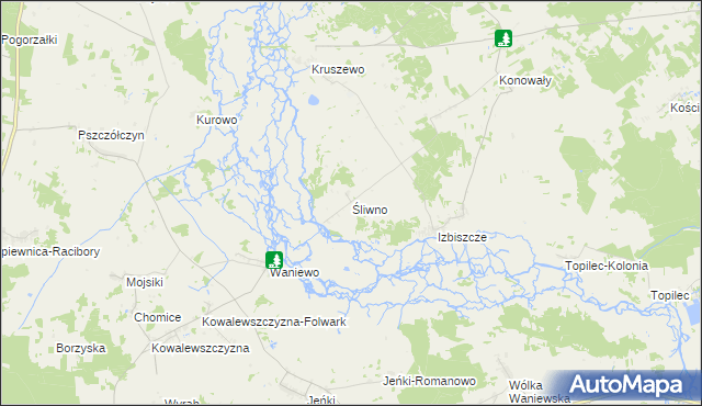 mapa Śliwno gmina Choroszcz, Śliwno gmina Choroszcz na mapie Targeo