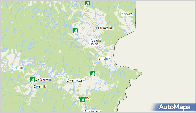 mapa Smolnik gmina Lutowiska, Smolnik gmina Lutowiska na mapie Targeo