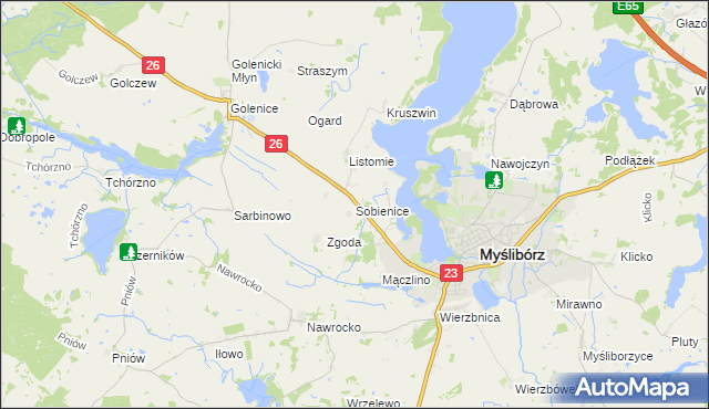 mapa Sobienice, Sobienice na mapie Targeo