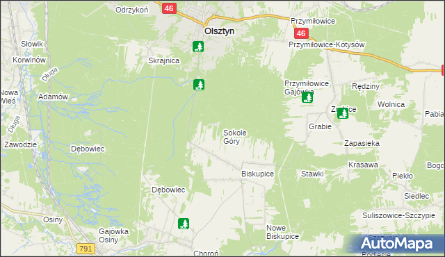 mapa Sokole Góry, Sokole Góry na mapie Targeo