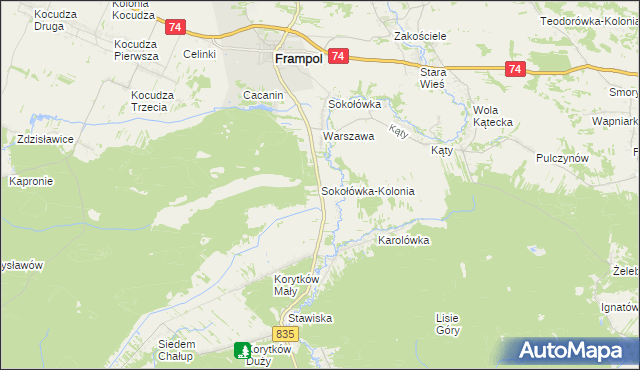 mapa Sokołówka-Kolonia, Sokołówka-Kolonia na mapie Targeo