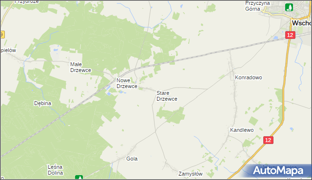 mapa Stare Drzewce, Stare Drzewce na mapie Targeo