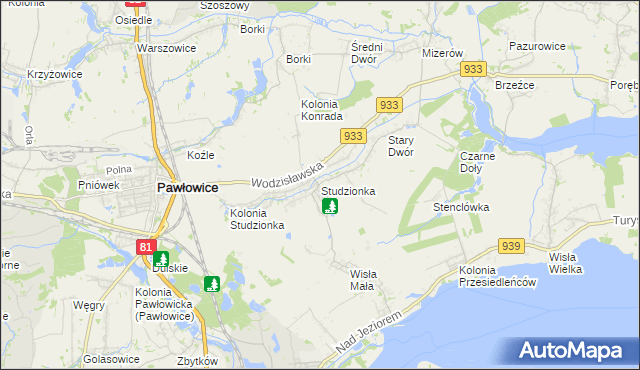 mapa Studzionka gmina Pszczyna, Studzionka gmina Pszczyna na mapie Targeo