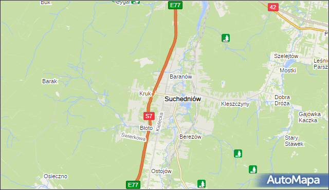 mapa Suchedniów, Suchedniów na mapie Targeo