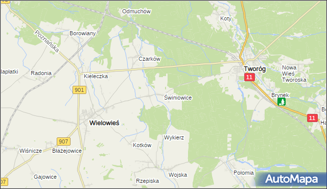 mapa Świniowice, Świniowice na mapie Targeo