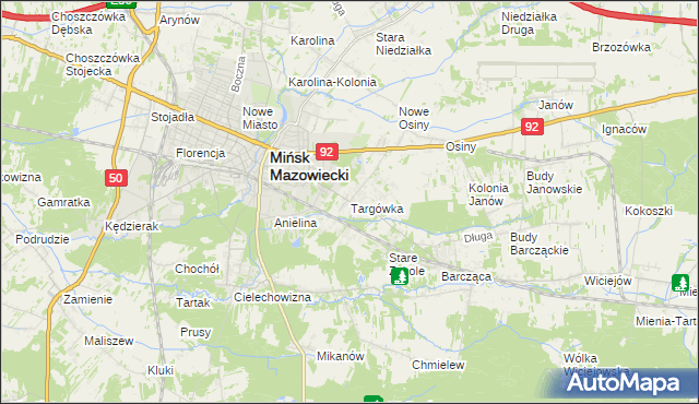 mapa Targówka gmina Mińsk Mazowiecki, Targówka gmina Mińsk Mazowiecki na mapie Targeo
