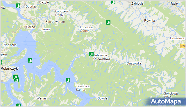 mapa Teleśnica Oszwarowa, Teleśnica Oszwarowa na mapie Targeo