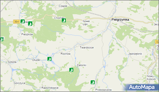 mapa Twardocice, Twardocice na mapie Targeo