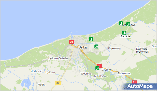mapa Ustka, Ustka na mapie Targeo