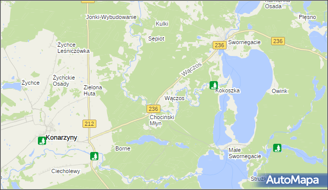 mapa Wączos, Wączos na mapie Targeo