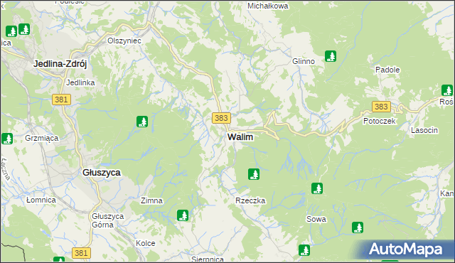 mapa Walim powiat wałbrzyski, Walim powiat wałbrzyski na mapie Targeo