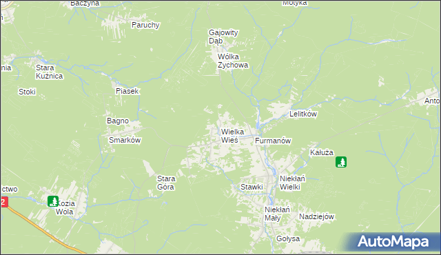 mapa Wielka Wieś gmina Stąporków, Wielka Wieś gmina Stąporków na mapie Targeo
