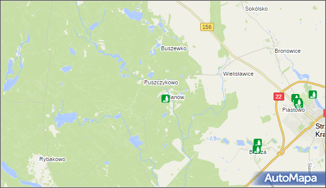 mapa Wilanów gmina Strzelce Krajeńskie, Wilanów gmina Strzelce Krajeńskie na mapie Targeo
