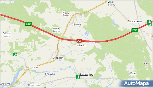 mapa Wilenko, Wilenko na mapie Targeo